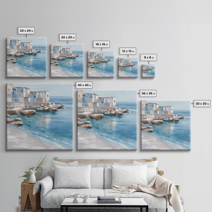 Mediterranean Cove with Clear Water Framed Canvas Print, Beach Art, Beach, Coastal Decor, Fine Art, Shore, Beach Decor, BEA-1x1-44