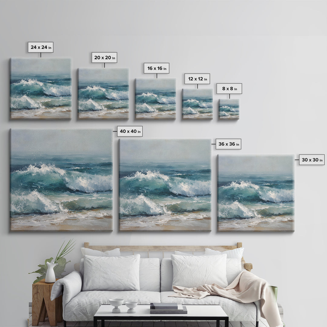 Stormy Ocean Wave Canvas Print, Beach Art, Textured Painting, Coastal Decor, Oil Painting, Shore, Digital Wall Art, BEA-1x1-81