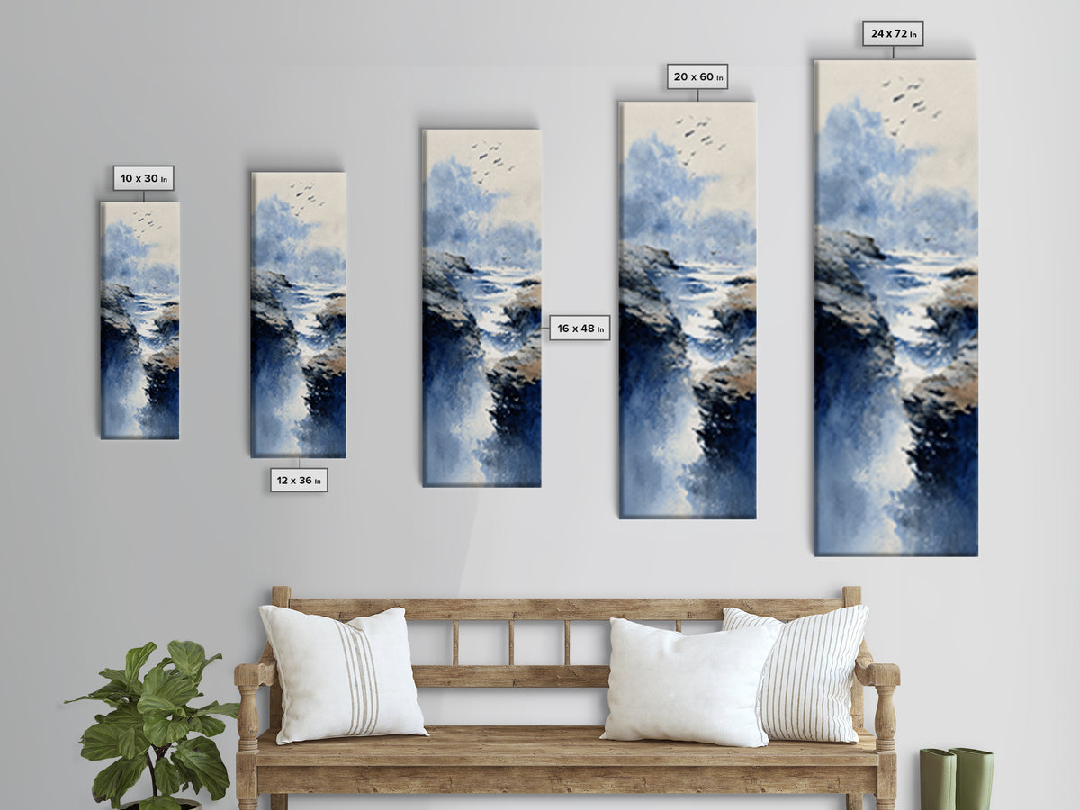 Coastal Cliffs with Gulls and Sea Spray Canvas Print, Beach Art, Wall Decor, Coastal Decor, Fine Art, Shore, Whimsical Decor, BEA-1x3-23