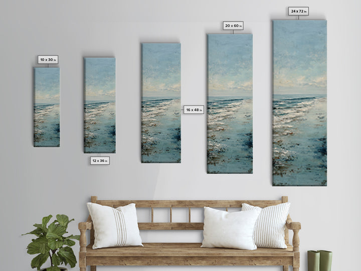 Abstract Ocean Horizon Canvas Print, Beach Art, Room Decor, Coastal Decor, Fine Art, Shore, Original Painting, Digital Wall Art, BEA-1x3-28