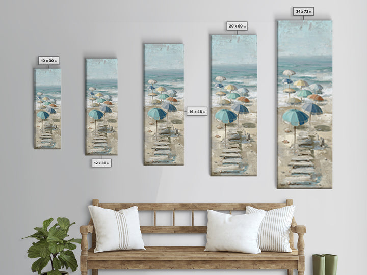 Beach Umbrella Pattern Canvas Print, Beach Art, Contemporary Art, Coastal Decor, Fine Art, Shore, Original Art, Abstract Art, BEA-1x3-44