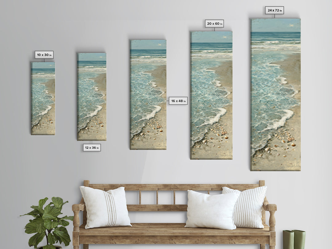 Mediterranean Cove with Clear Water Framed Canvas Print, Beach Art, Statement Artwork, Coastal Decor, Fine Art, Shore, BEA-1x3-8