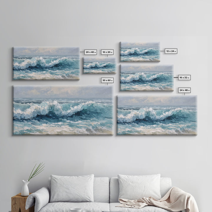 Stormy Ocean Wave Framed Canvas Print, Beach Art, Art, Coastal Decor, Fine Art, Shore, Abstract Wall Art, Whimsical Decor, BEA-2x1-29