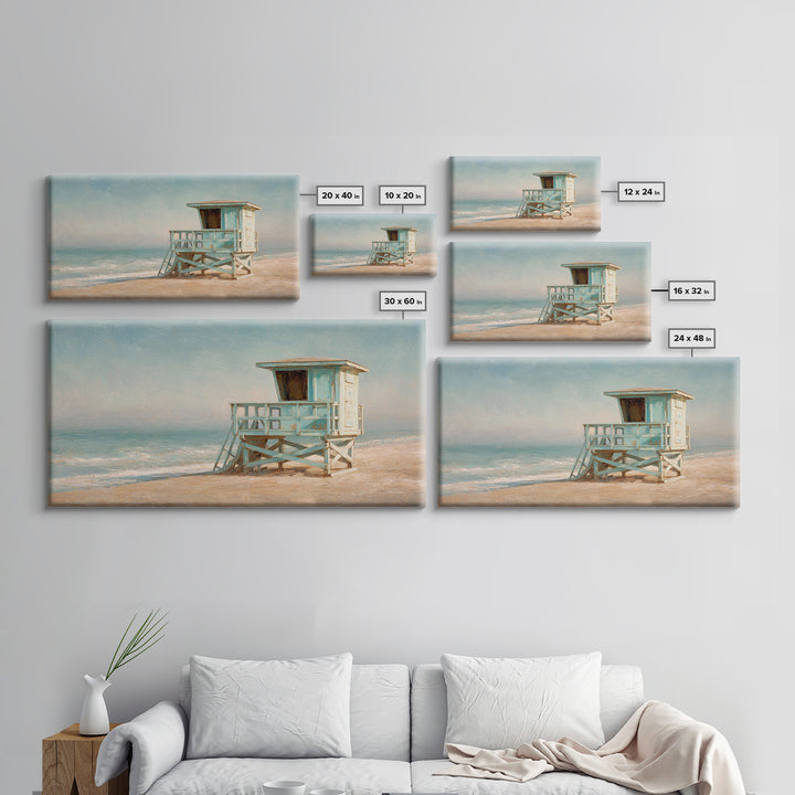 Quiet Lifeguard Tower at Golden Hour Canvas Print, Beach Art, Original Art, Coastal Decor, Oil Painting, Shore, Beach Decor, BEA-2x1-47