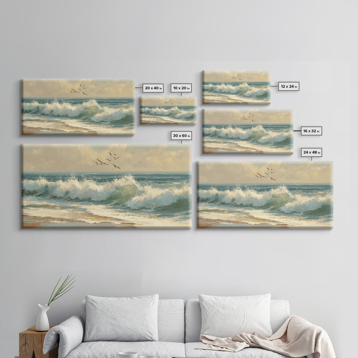 Stormy Ocean Wave Framed Canvas Print, Beach Art, Art, Coastal Decor, Fine Art, Shore, Abstract Wall Art, Whimsical Decor, BEA-2x1-5