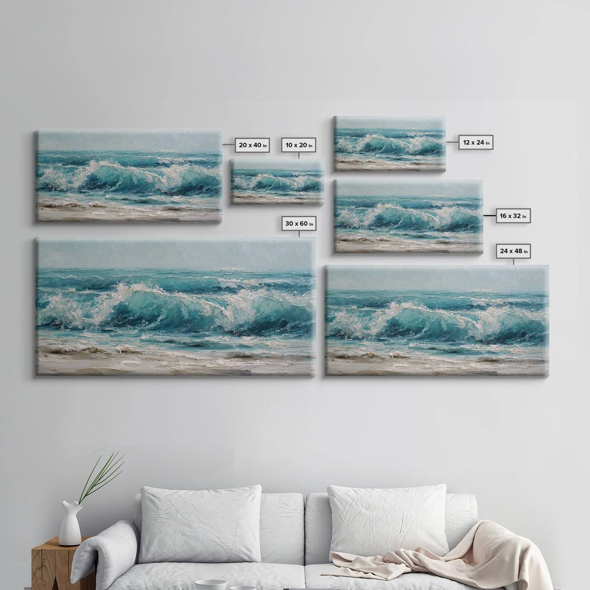 Stormy Ocean Wave Canvas Print, Beach Art, Original Painting, Coastal Decor, Fine Art, Shore, Nautical Decor, Coastal Wall Art, BEA-2x1-53