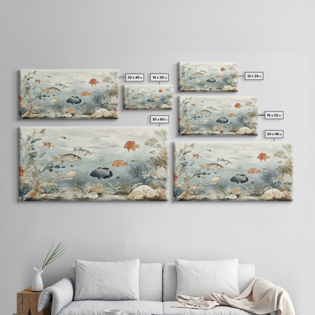 Coral Reef Fish Canvas Print, Beach Art, Contemporary Art, Coastal Decor, Fine Art, Shore, Original Art, Abstract Art, BEA-2x1-54