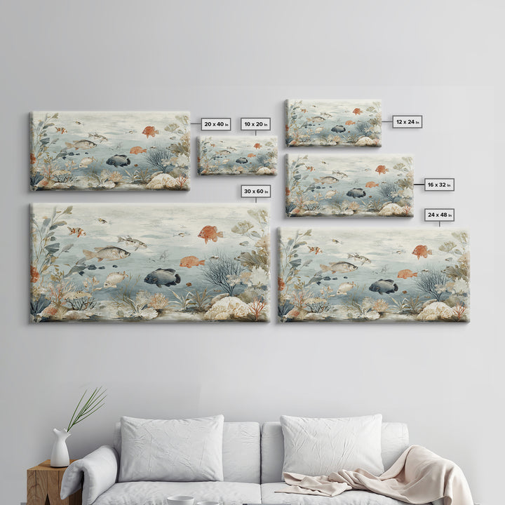 Coral Reef Fish Canvas Print, Beach Art, Contemporary Art, Coastal Decor, Fine Art, Shore, Original Art, Abstract Art, BEA-2x1-54