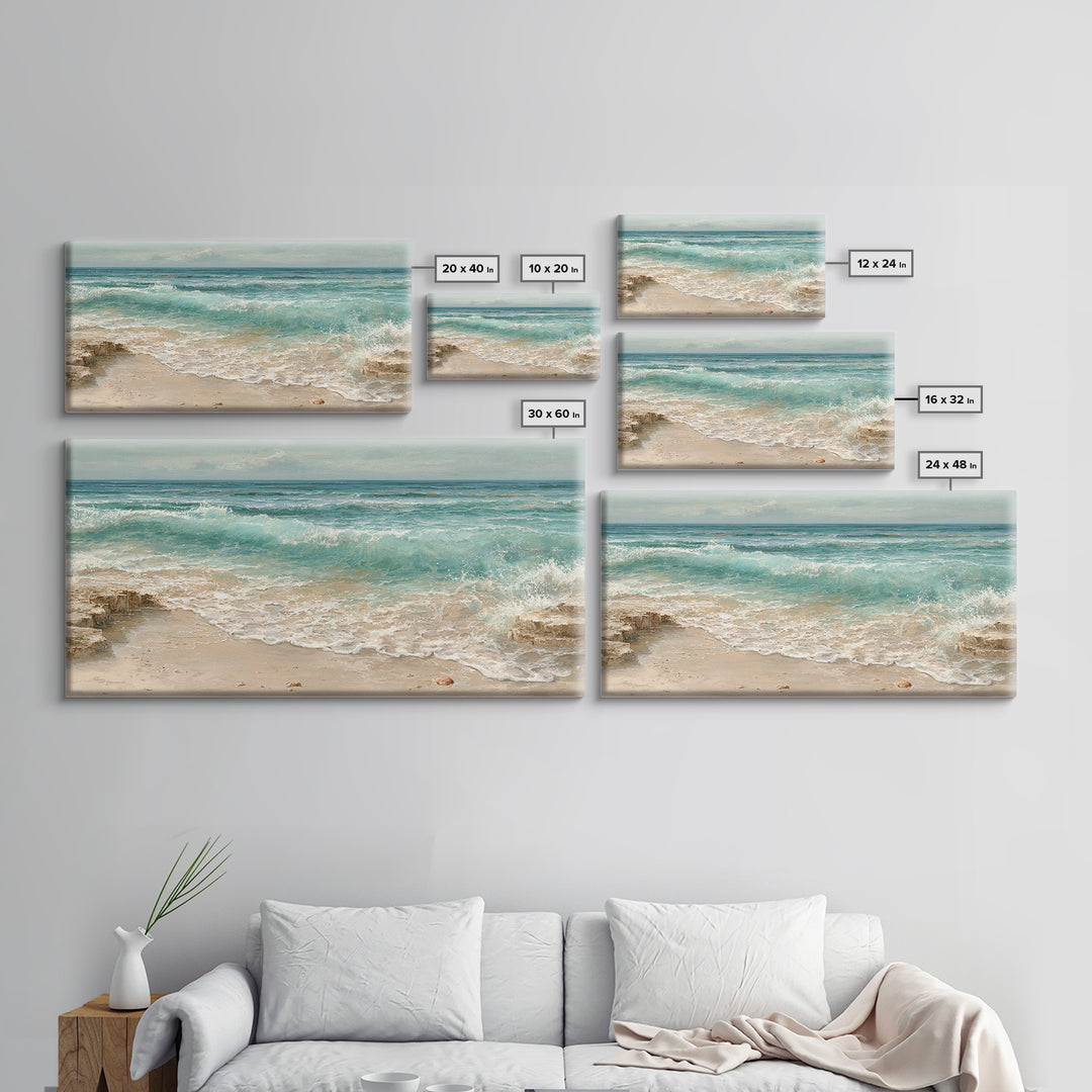 Mediterranean Cove with Clear Water Canvas Print, Beach Art, Printable Wall Art, Coastal Decor, Shore, Living Room Wall Art, BEA-2x1-64