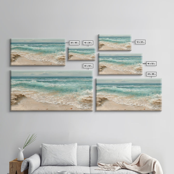Mediterranean Cove with Clear Water Canvas Print, Beach Art, Printable Wall Art, Coastal Decor, Shore, Living Room Wall Art, BEA-2x1-64