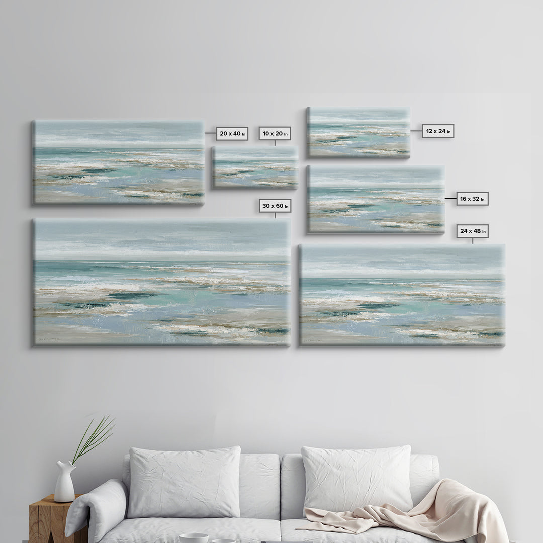 Seashell Collection Painted Like Natural Specimens Framed Canvas Print, Beach Art, Digital Wall Art, Coastal Decor, Shore, BEA-2x1-72