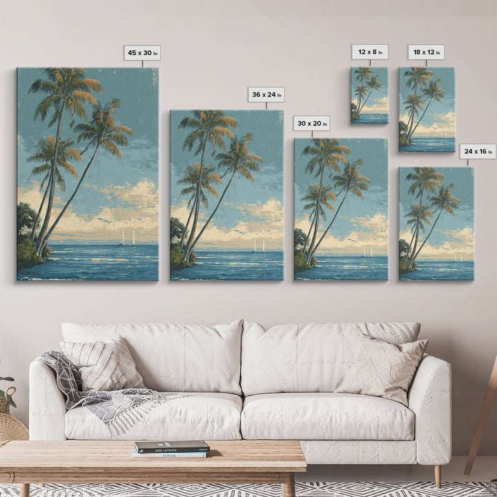 Tropical Palms Leaning Canvas Print, Beach Art, Gallery Decor, Coastal Decor, Fine Art, Shore, Contemporary Art, Wall Art, BEA-2x3-15