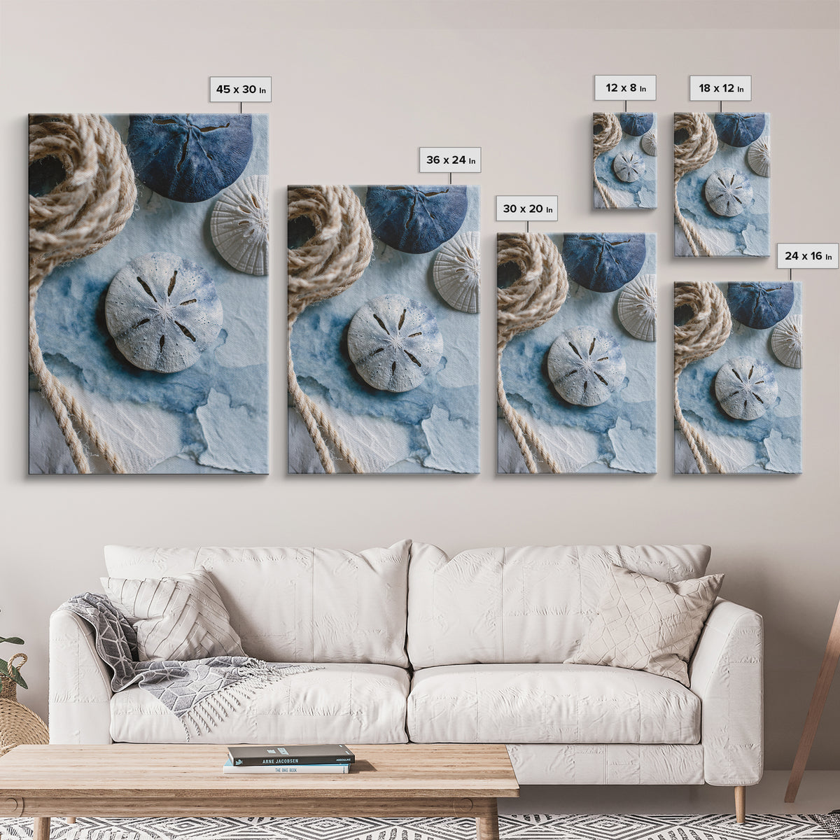 Minimal Sand Dollar Study on Textured Paper Framed Canvas Print, Beach Art, Digital Art, Coastal Decor, Oil Painting, Shore, BEA-2x3-20