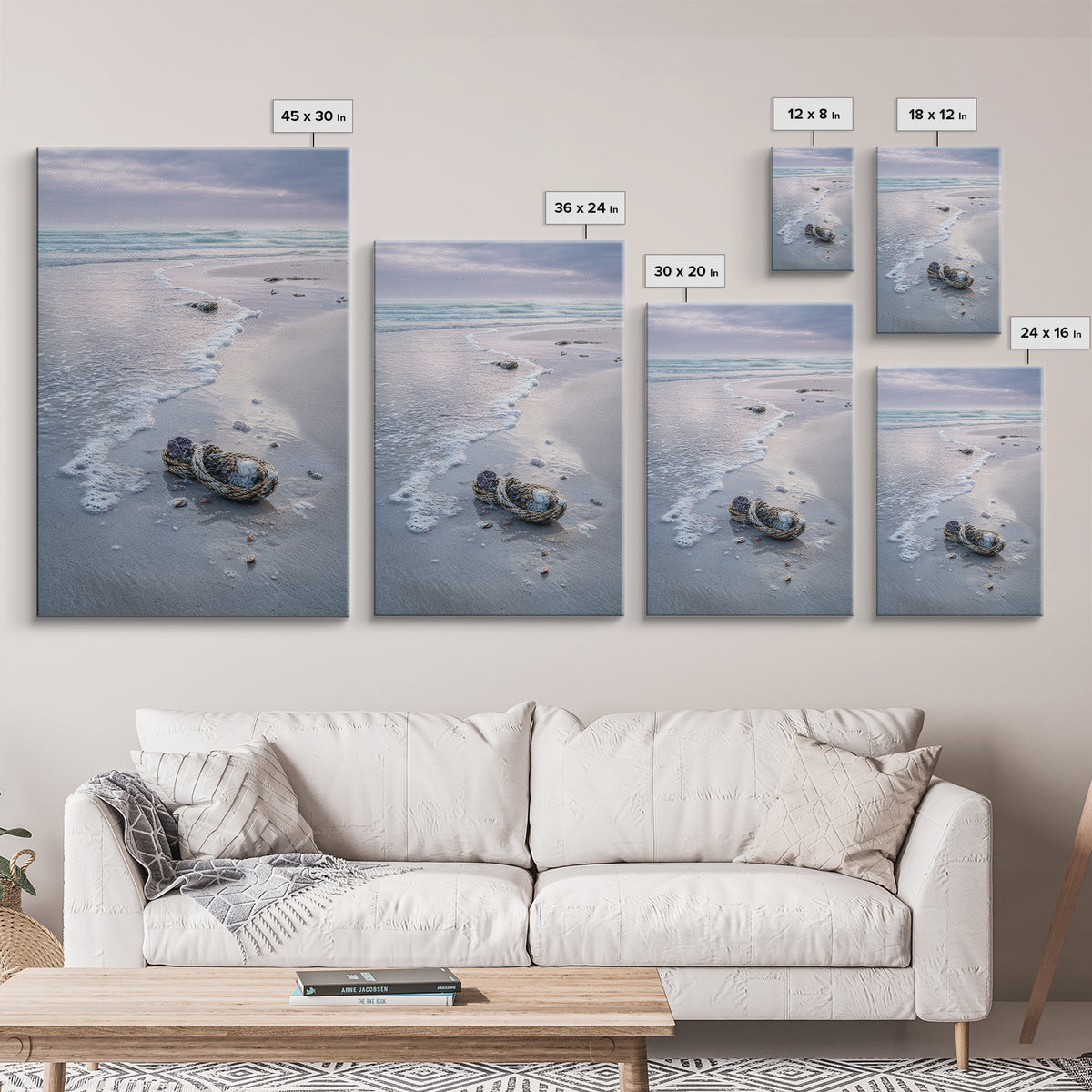 Pink Sunrise Reflected on Wet Sand Framed Canvas Print, Beach Art, Boho Decor, Coastal Decor, Abstract Art, Shore, Art Prints, BEA-2x3-26