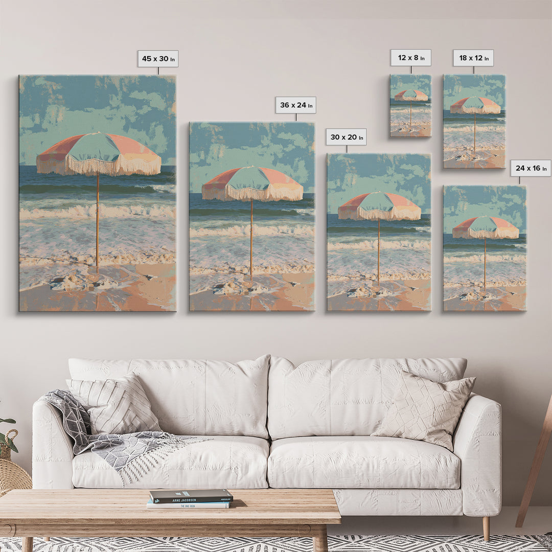 Beach Umbrella Pattern Canvas Print, Beach Art, Fine Art Print, Coastal Decor, Fine Art, Shore, Wall Decor, Art Prints, BEA-2x3-40