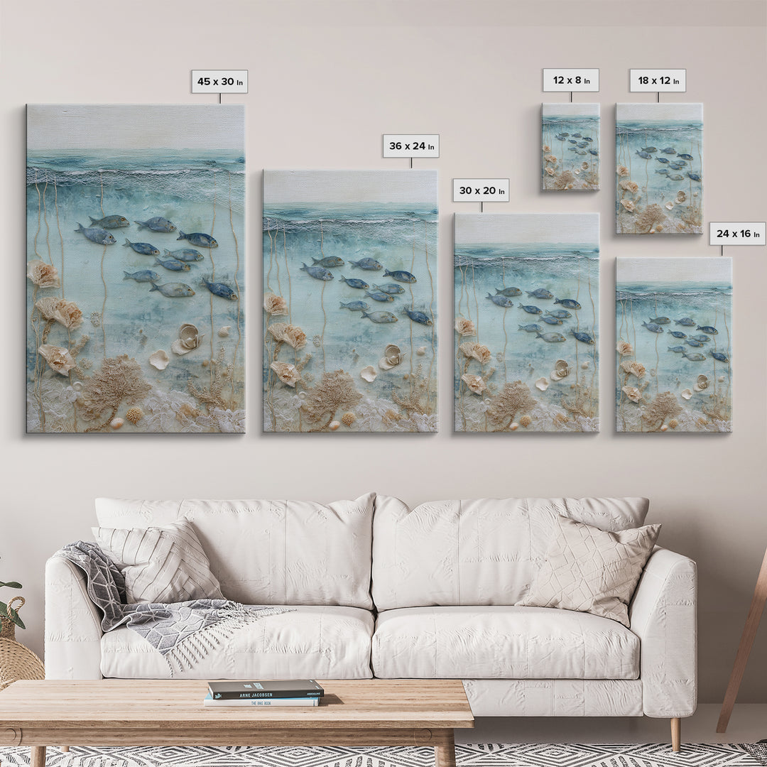 Coral Reef Fish Canvas Print, Beach Art, Home Decor, Coastal Decor, Oil Painting, Shore, Printable Art, Abstract Wall Art, BEA-2x3-66