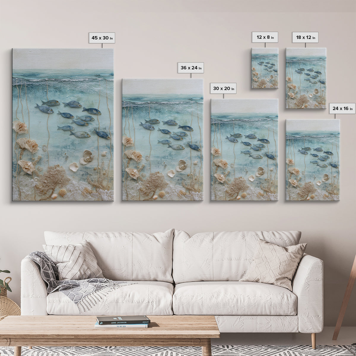 Coral Reef Fish Canvas Print, Beach Art, Home Decor, Coastal Decor, Oil Painting, Shore, Printable Art, Abstract Wall Art, BEA-2x3-66