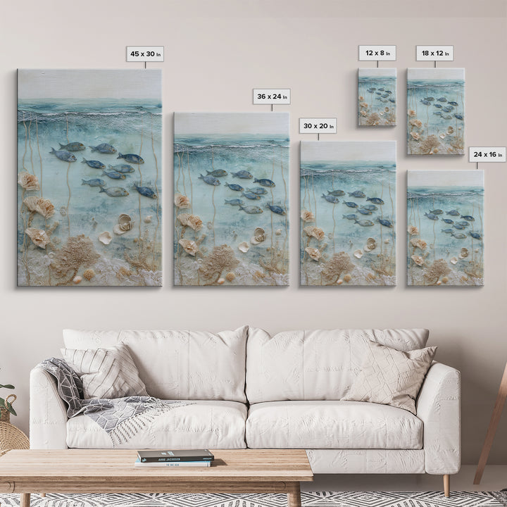Coral Reef Fish Canvas Print, Beach Art, Home Decor, Coastal Decor, Oil Painting, Shore, Printable Art, Abstract Wall Art, BEA-2x3-66