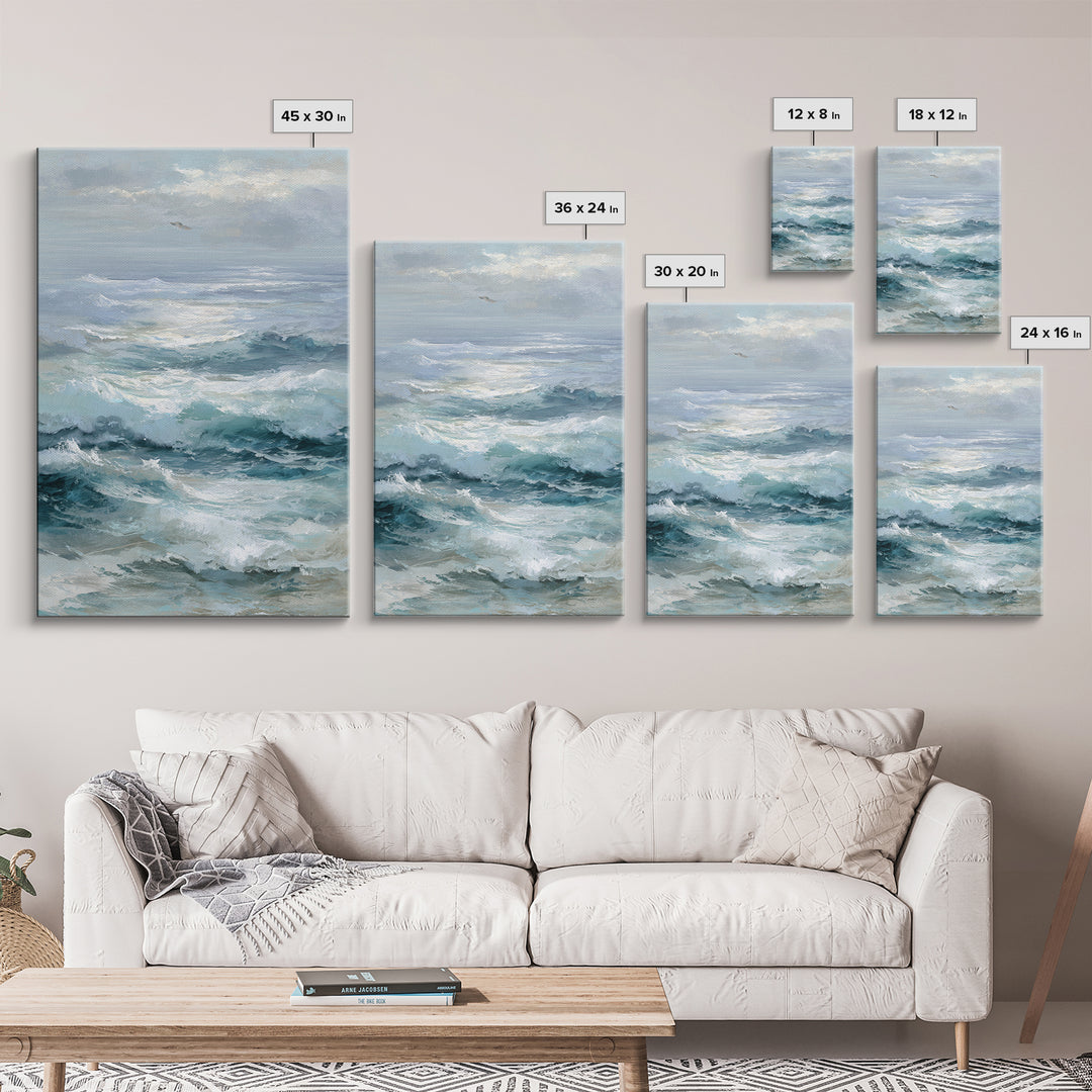 Stormy Ocean Wave Framed Canvas Print, Beach Art, Whimsical Decor, Coastal Decor, Fine Art, Shore, Beach Print, Whimsical Art, BEA-2x3-89