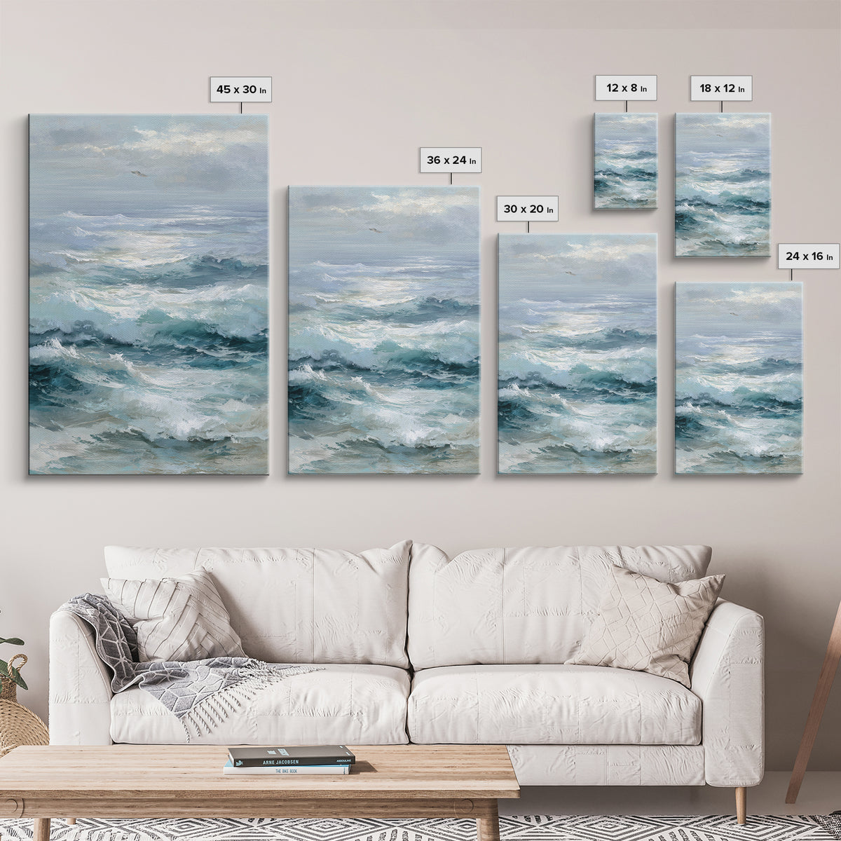 Stormy Ocean Wave Framed Canvas Print, Beach Art, Whimsical Decor, Coastal Decor, Fine Art, Shore, Beach Print, Whimsical Art, BEA-2x3-89