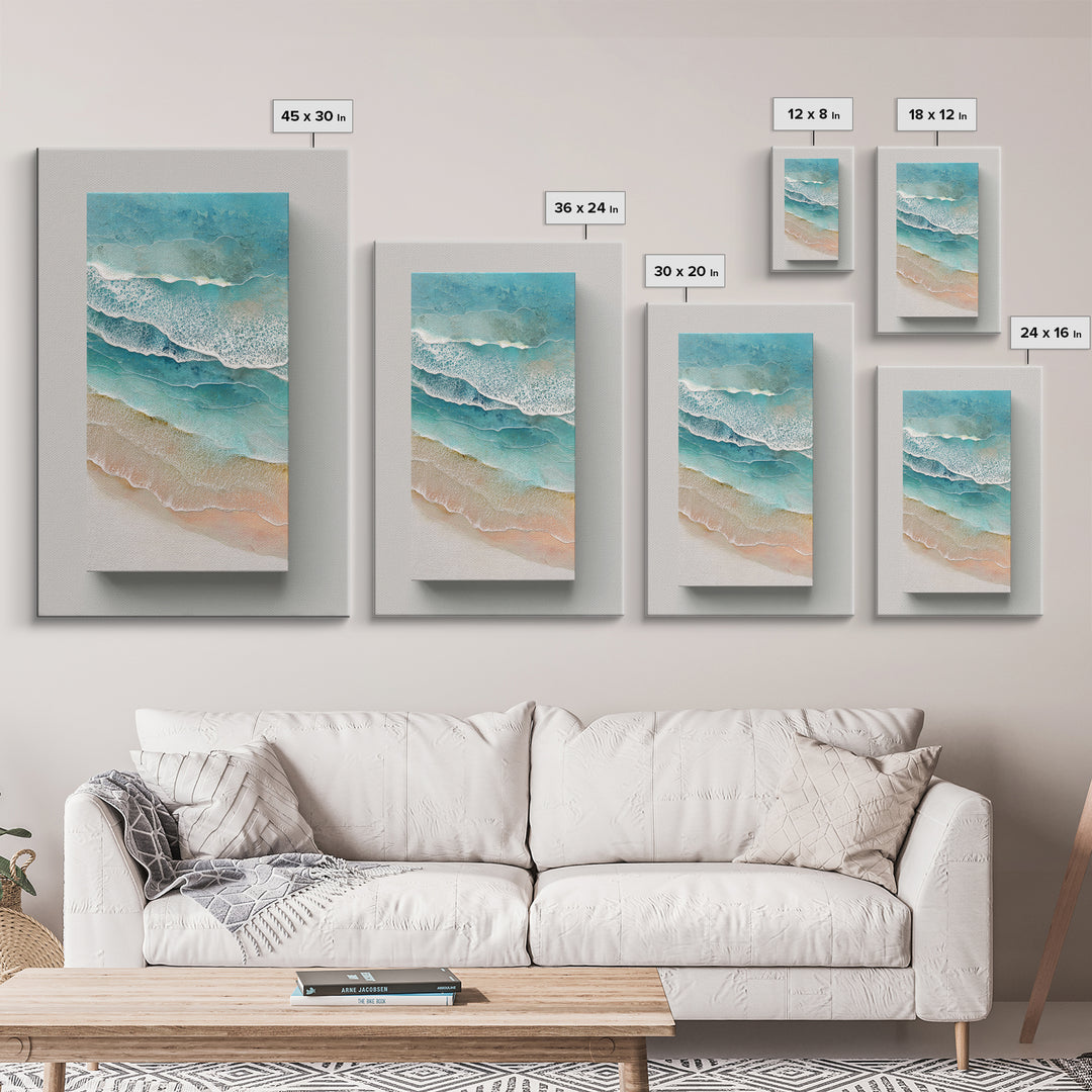 Aerial Turquoise Shoreline Canvas Print, Beach Art, Art, Coastal Decor, Fine Art, Shore, Abstract Wall Art, Whimsical Decor, BEA-2x3-9