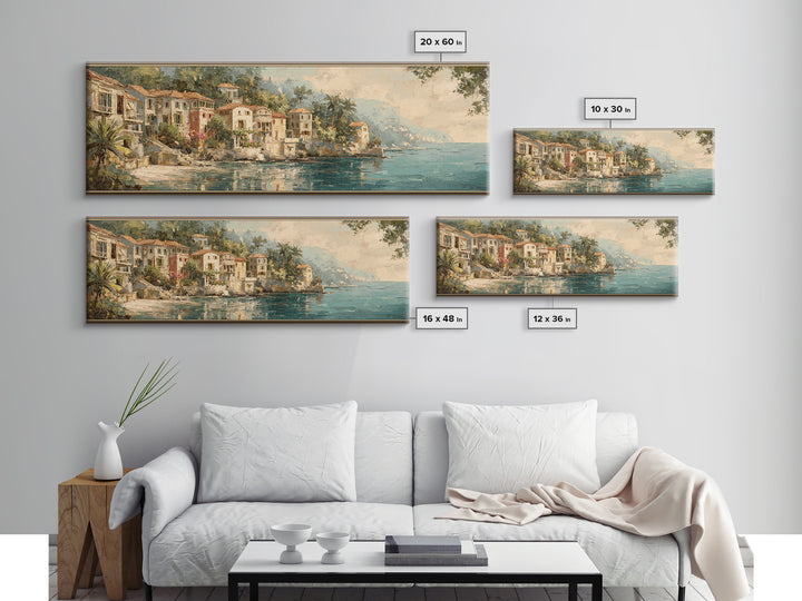 Mediterranean Cove with Clear Water Canvas Print, Beach Art, Beach Prints, Coastal Decor, Fine Art, Shore, Minimalist Decor, BEA-3x1-36