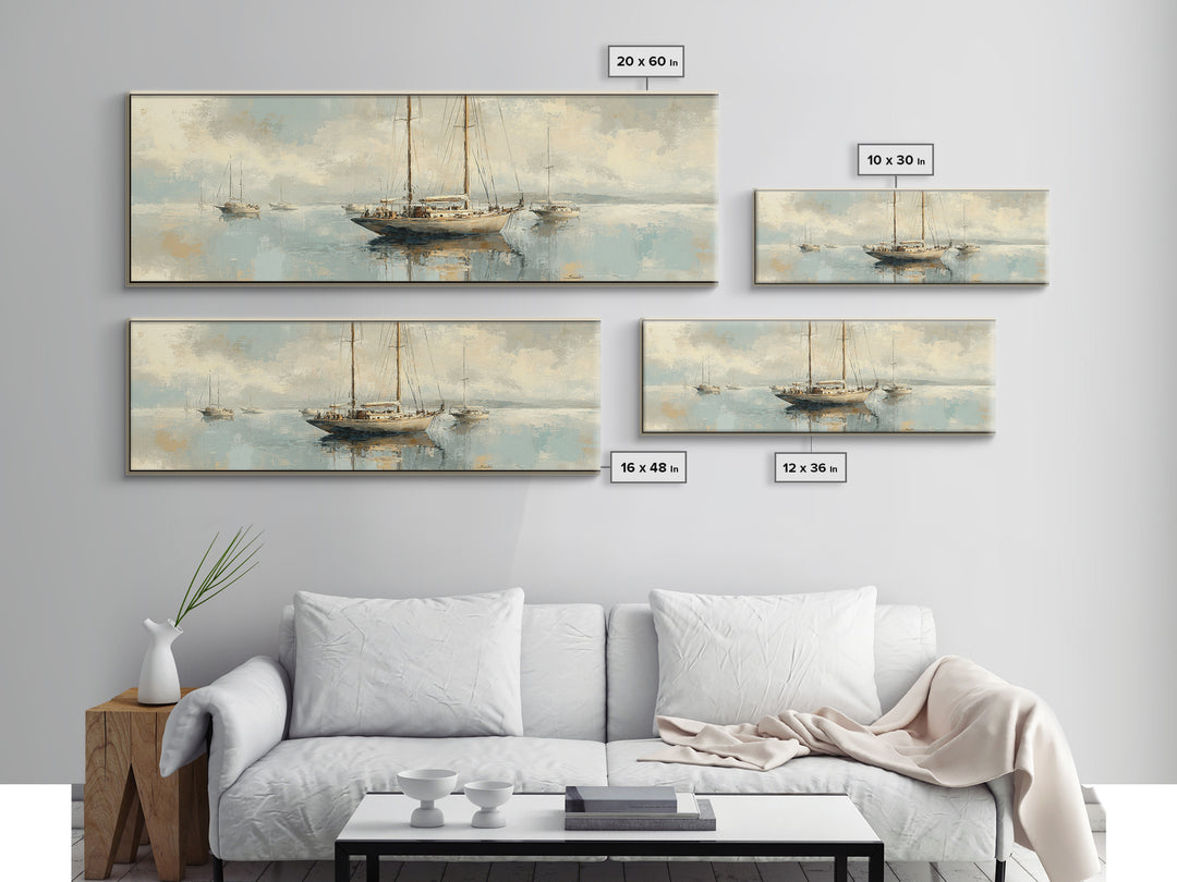 Sunset Sailboat Silhouette on Calm Water Canvas Print, Beach Art, Whimsical Decor, Coastal Decor, Fine Art, Shore, Beach Print, BEA-3x1-46