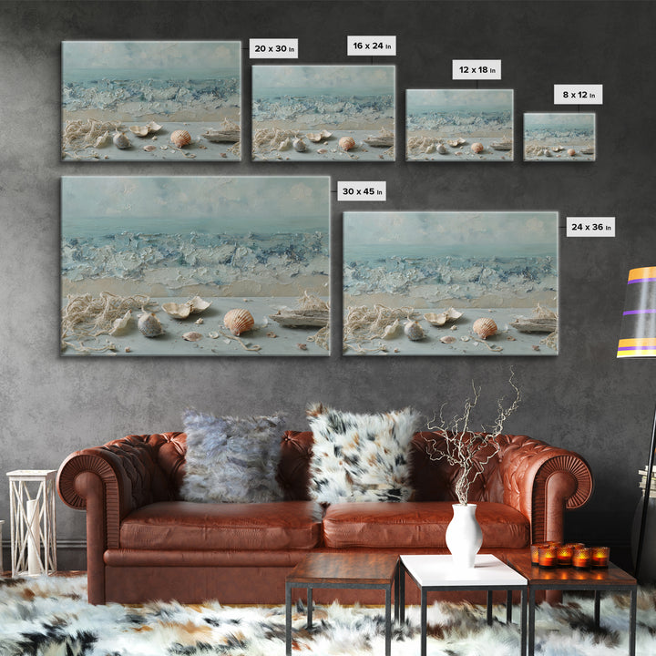 Seashell Collection Painted Like Natural Specimens Canvas Print, Beach Art, Wall Art Print, Coastal Decor, Fine Art, Shore, BEA-3x2-32