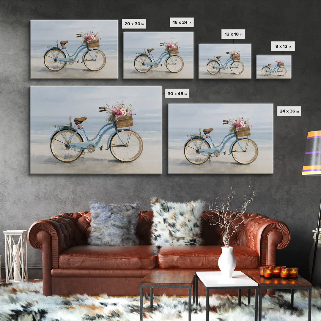 Bright Beach Cruiser Bicycle Canvas Print, Beach Art, Modern Art, Coastal Decor, Oil Painting, Shore, Luxury Decor, Art Print, BEA-3x2-51