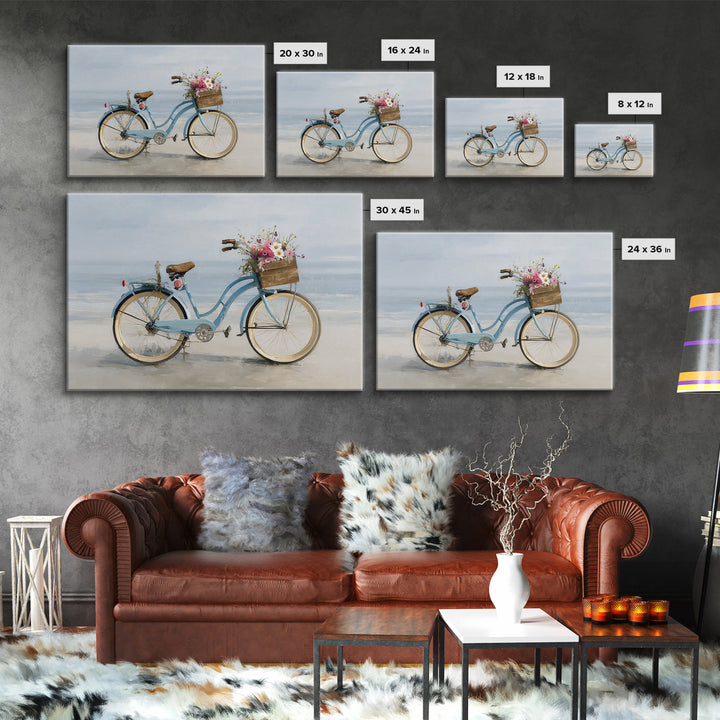 Bright Beach Cruiser Bicycle Canvas Print, Beach Art, Modern Art, Coastal Decor, Oil Painting, Shore, Luxury Decor, Art Print, BEA-3x2-51