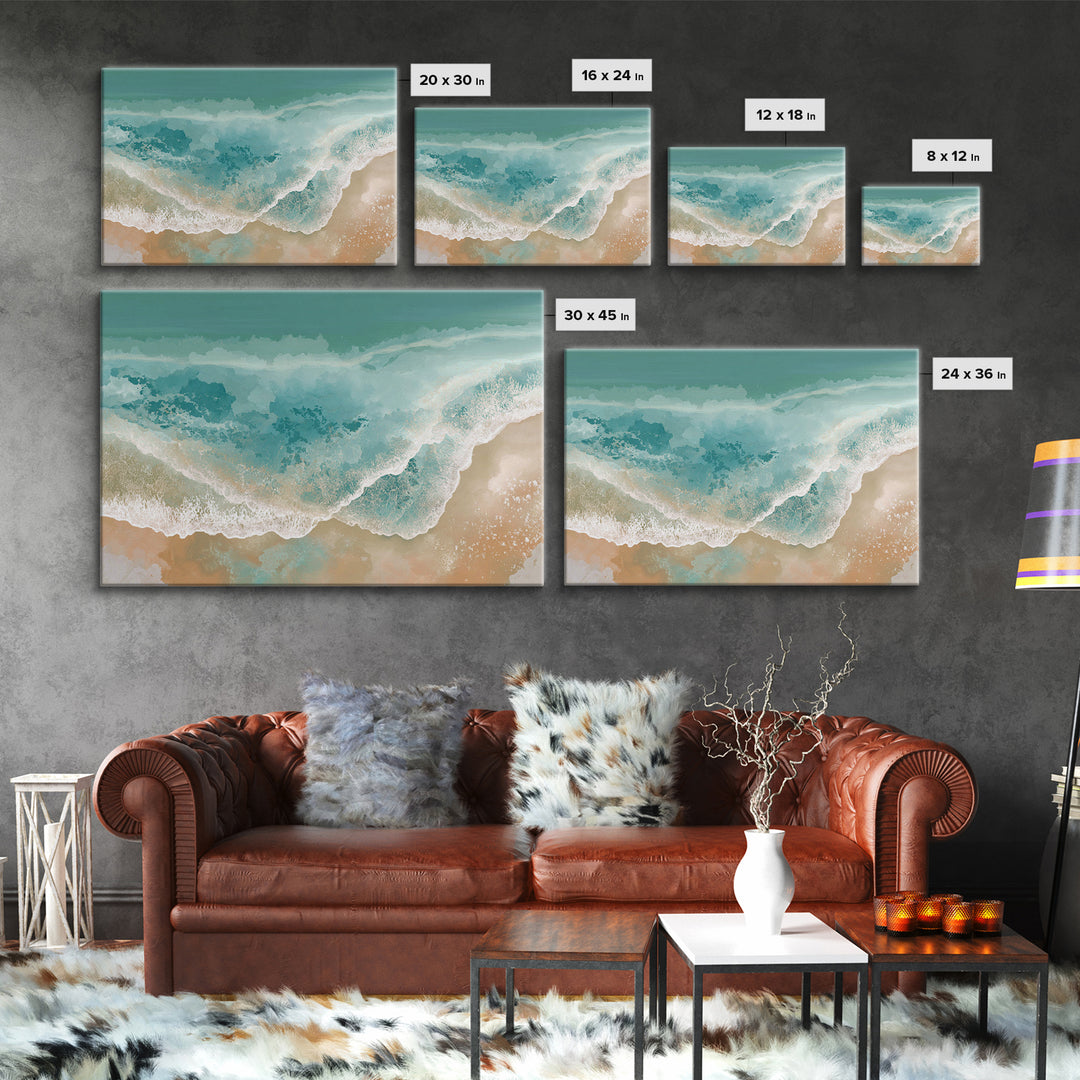 Aerial Turquoise Shoreline Canvas Print, Beach Art, Modern Art, Coastal Decor, Fine Art, Shore, Luxury Decor, Art Print, BEA-3x2-53