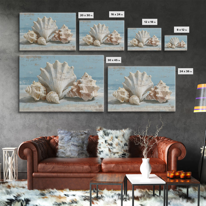 Seashell Collection Painted Like Natural Specimens Canvas Print, Beach Art, Whimsical Art, Coastal Decor, Fine Art, Shore, BEA-3x2-56