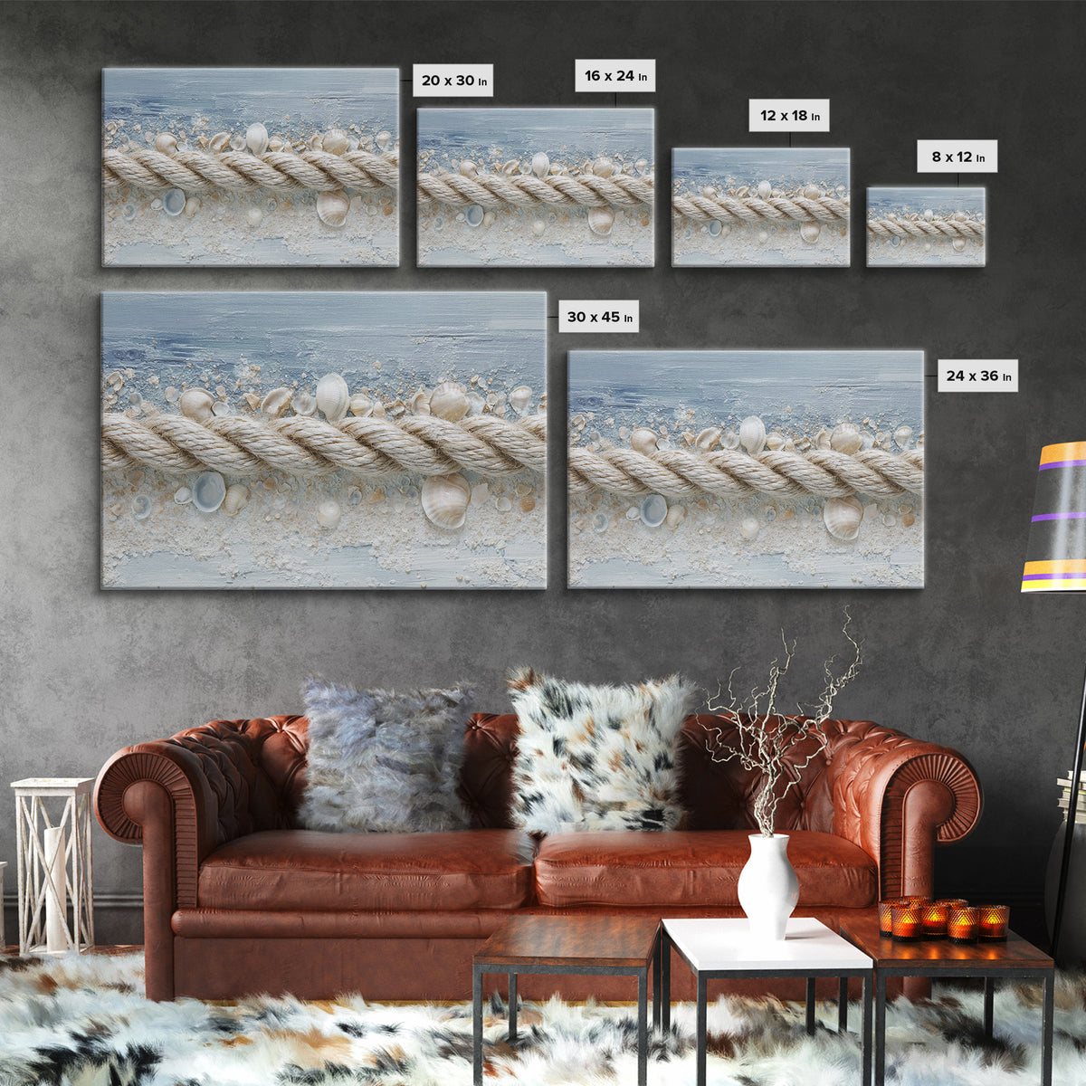 Seashell Collection Painted Like Natural Specimens Canvas Print, Beach Art, Statement Artwork, Coastal Decor, Shore, BEA-3x2-80