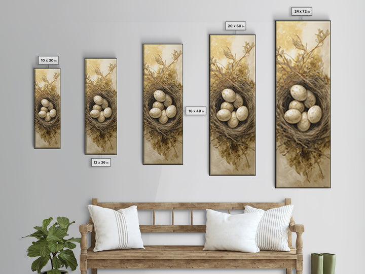 Bird Nest with Eggs and Delicate Twigs Canvas Print, Bird Art, Mcm Decor, Living Room Decor, Fine Art, Flight, Neutral Decor, BIR-1x3-10