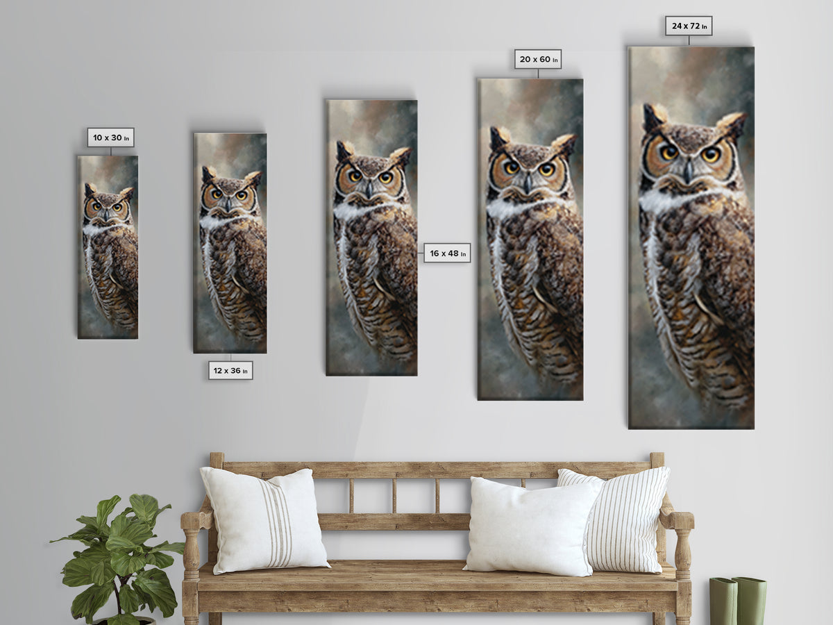 Owl Portrait with Wise Golden Eyes Canvas Print, Bird Art, Gallery Wall, Living Room Decor, Fine Art, Flight, Gallery Decor, BIR-1x3-41