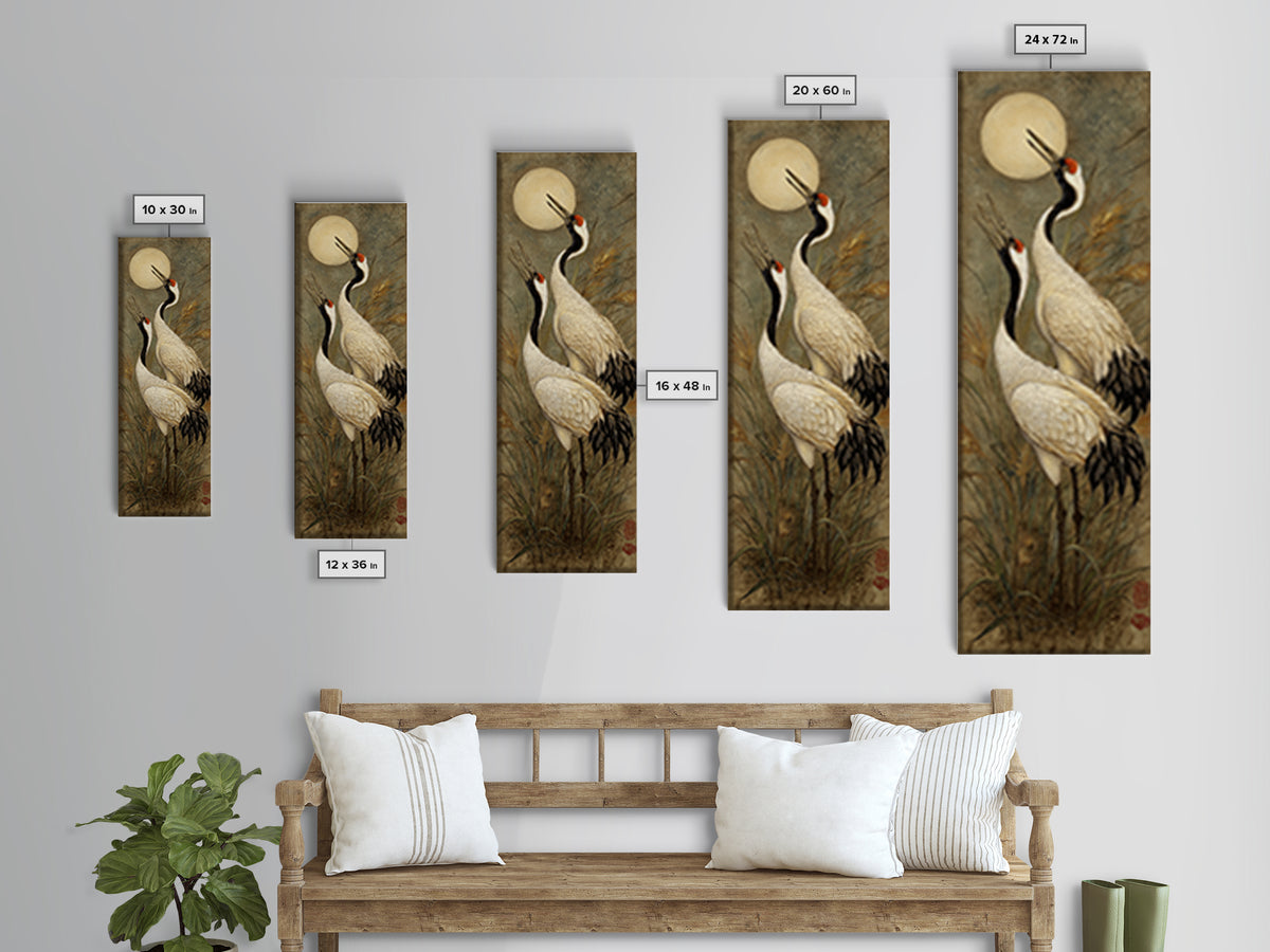 Pair of Cranes Dancing Canvas Print, Bird Art, Gallery Wall, Living Room Decor, Oil Painting, Flight, Gallery Decor, BIR-1x3-63