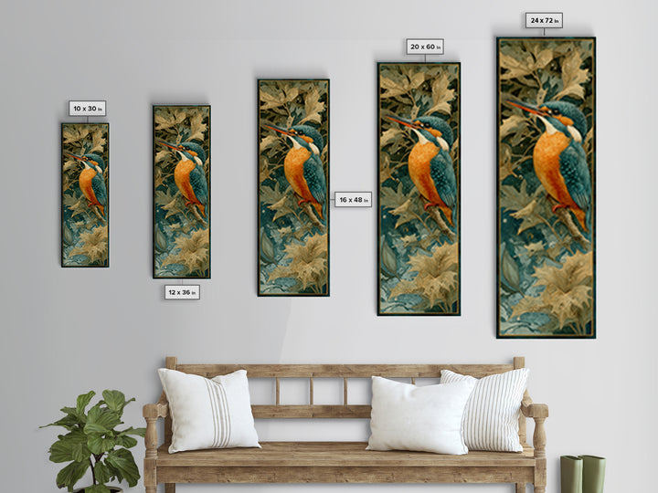 Kingfisher Diving Toward Blue Water Canvas Print, Bird Art, Bird Wall Art, Living Room Decor, Fine Art, Flight, Art Print, BIR-1x3-95