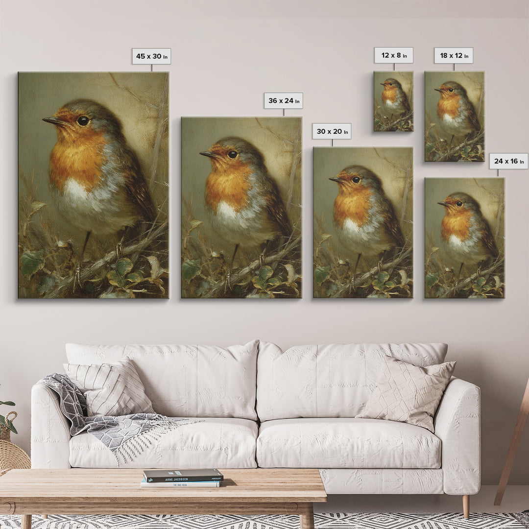 Robin in a Spring Garden with Soft Canvas Print, Bird Art, Art Print, Living Room Decor, Fine Art, Flight, Original Art, BIR-2x3-23