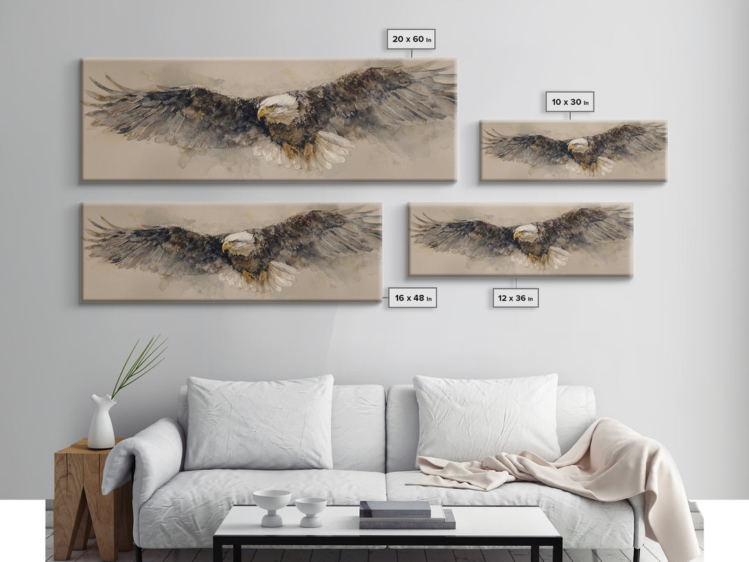 Eagle Portrait with Dramatic Mountain Wind Canvas Print, Bird Art, Home Decor, Living Room Decor, Flight, Modern Wall Art, BIR-3x1-76