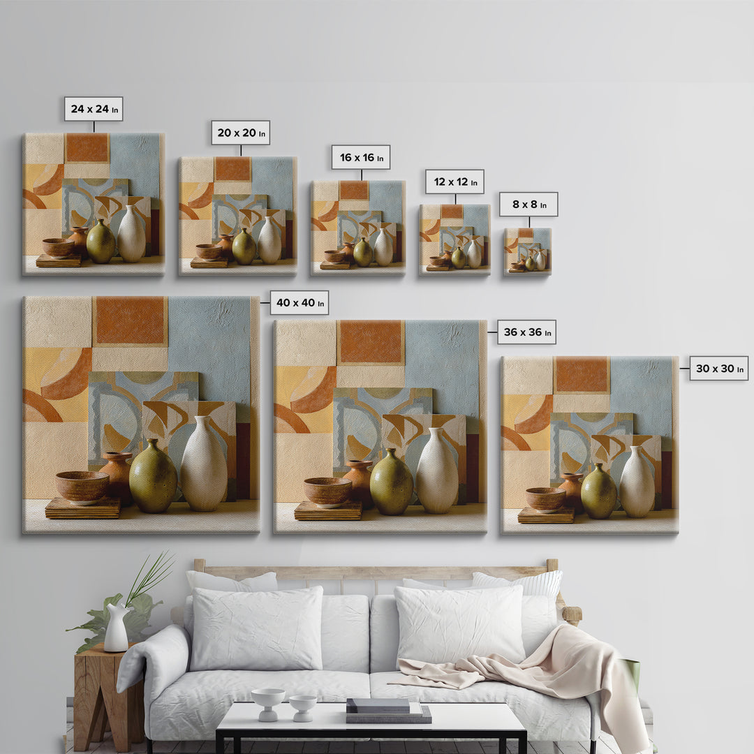 Organic Shape Collage Framed Canvas Print, Boho Art, Garden Art, Living Room Decor, Abstract Art, Bohemian, Boho Wall Art, BOH-1x1-24