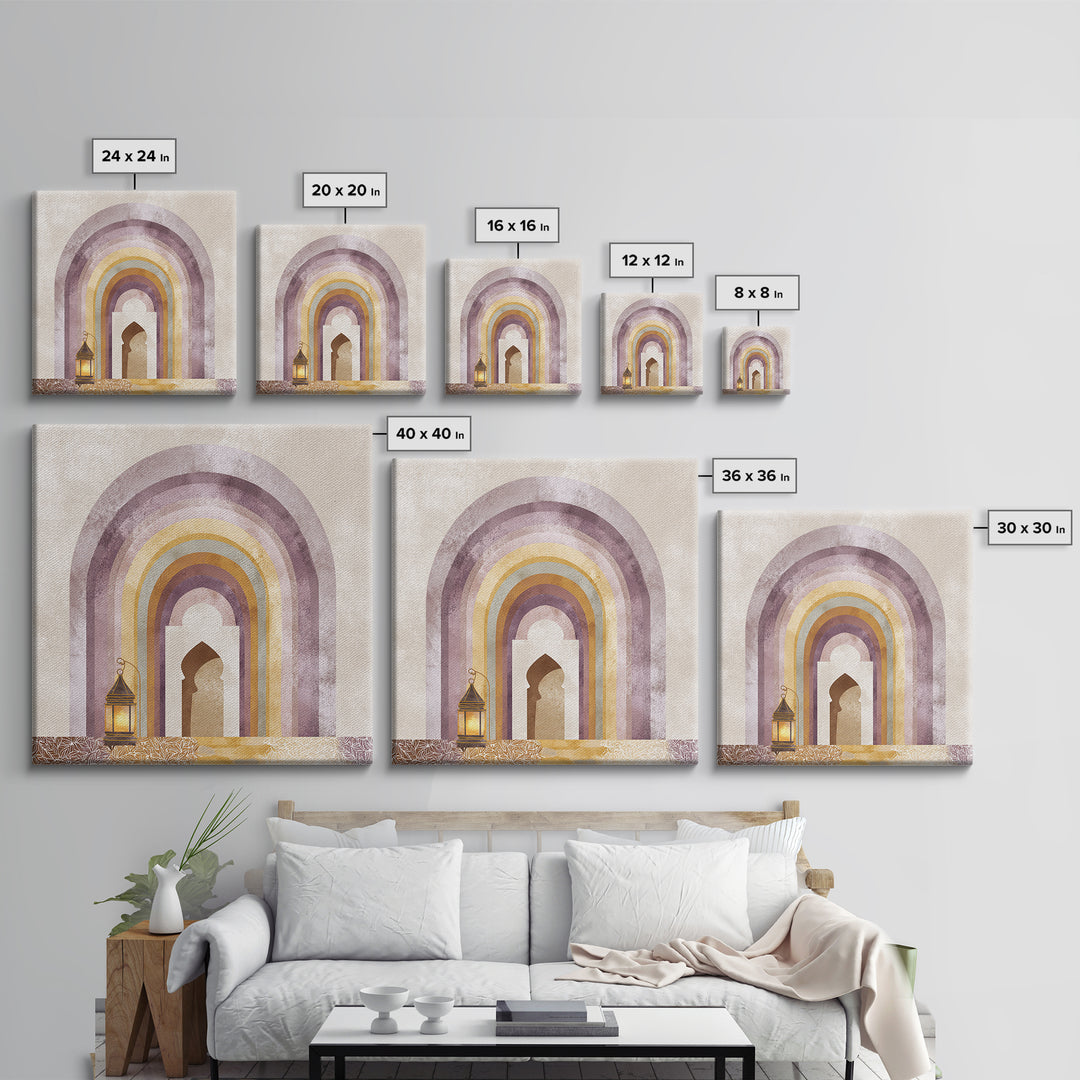 Neutral Rainbow Arches Framed Canvas Print, Boho Art, Printable Art, Living Room Decor, Fine Art, Bohemian, Neutral Decor, BOH-1x1-27