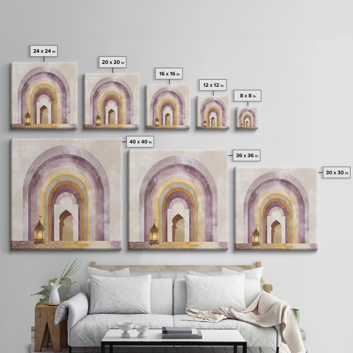 Neutral Rainbow Arches Framed Canvas Print, Boho Art, Printable Art, Living Room Decor, Fine Art, Bohemian, Neutral Decor, BOH-1x1-27