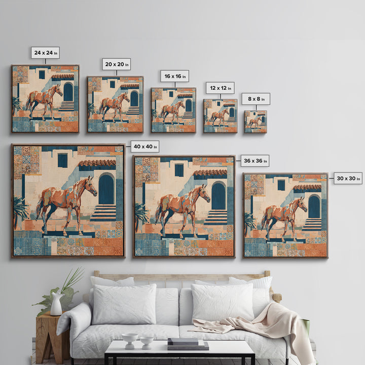Wild Horse in Dusty Golden Light Framed Canvas Print, Boho Art, Gallery Decor, Living Room Decor, Fine Art, Bohemian, BOH-1x1-32