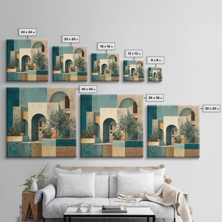Neutral Rainbow Arches Framed Canvas Print, Boho Art, Gallery Decor, Living Room Decor, Abstract Art, Bohemian, Home Decor, BOH-1x1-51