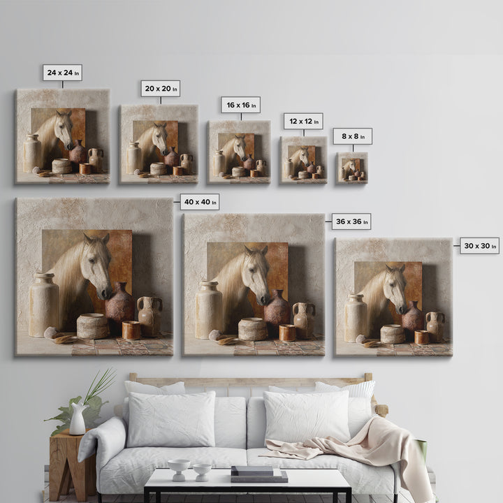 Wild Horse in Dusty Golden Light Framed Canvas Print, Boho Art, Boho, Living Room Decor, Fine Art, Bohemian, Wall Art Print, BOH-1x1-56