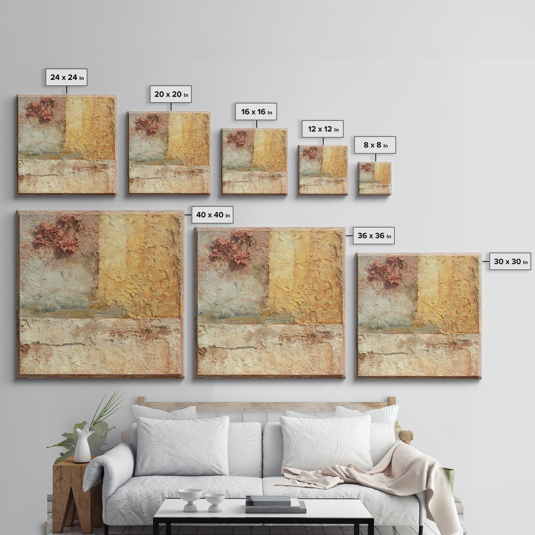 Earth Tone Mountain and River Abstraction Canvas Print, Boho Art, Modern Decor, Living Room Decor, Fine Art, Bohemian, BOH-1x1-59