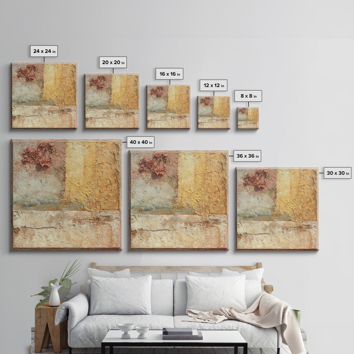 Earth Tone Mountain and River Abstraction Canvas Print, Boho Art, Modern Decor, Living Room Decor, Fine Art, Bohemian, BOH-1x1-59