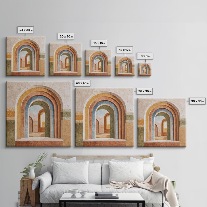Neutral Rainbow Arches Canvas Print, Boho Art, Luxury Decor, Living Room Decor, Abstract Art, Bohemian, Digital Art, Printable, BOH-1x1-75
