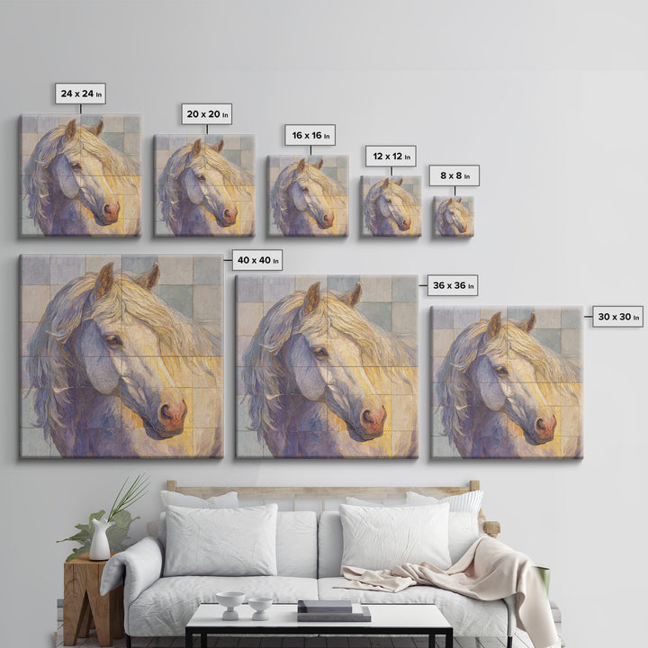 Wild Horse in Dusty Golden Light Framed Canvas Print, Boho Art, Printable, Living Room Decor, Bohemian, Abstract Wall Art, BOH-1x1-8