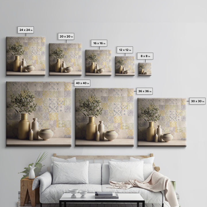 Tribal Neutral Pattern Canvas Print, Boho Art, Minimalist Decor, Living Room Decor, Fine Art, Bohemian, Digital Wall Art, BOH-1x1-86